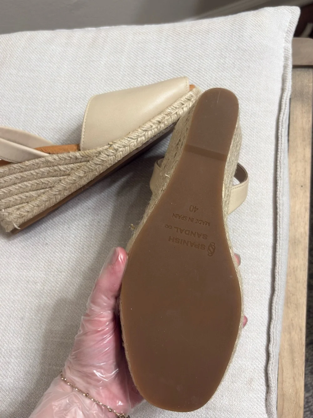 Women's Size 8.5 Spanish Leather Slingback Wedges